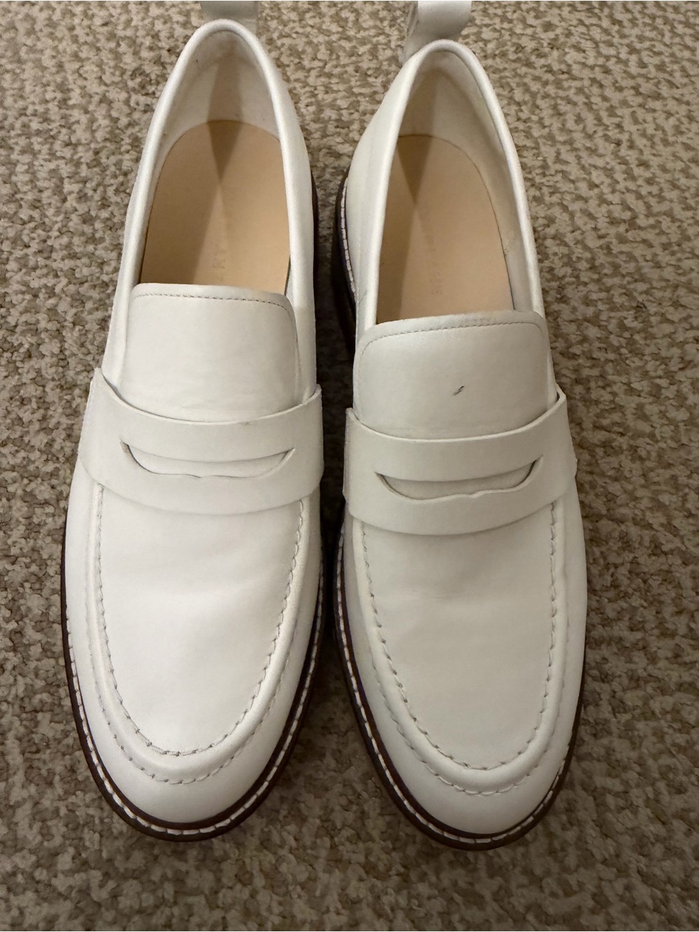 Everlane size 11  White Leather Penny Loafers
